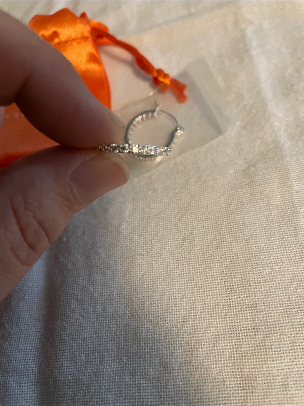Crystal Haze Silver Hoop Earrings - Sparkling Pavé Detail - Picture 2 of 2